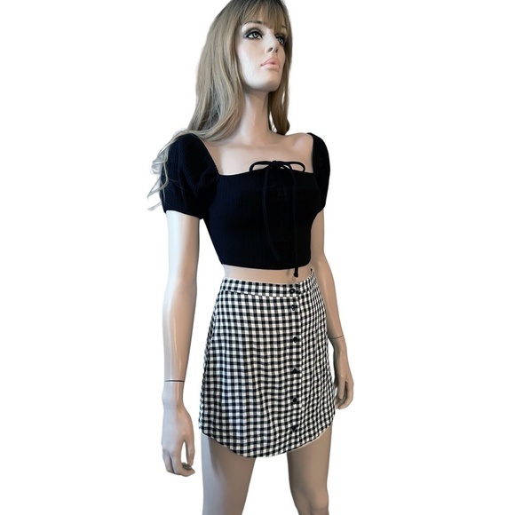 TOPSHOP Skirt Gingham Check Full Button Front Lightweight Full Button Front NWOT - Picture 7 of 14